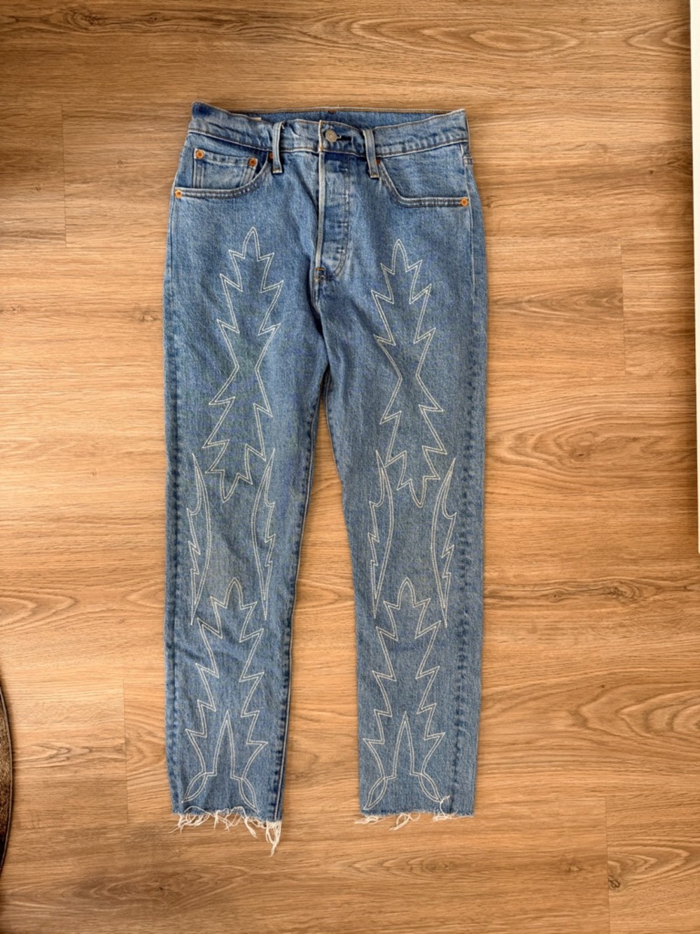 Levi's Blue Embroidered High-Rise Jeans